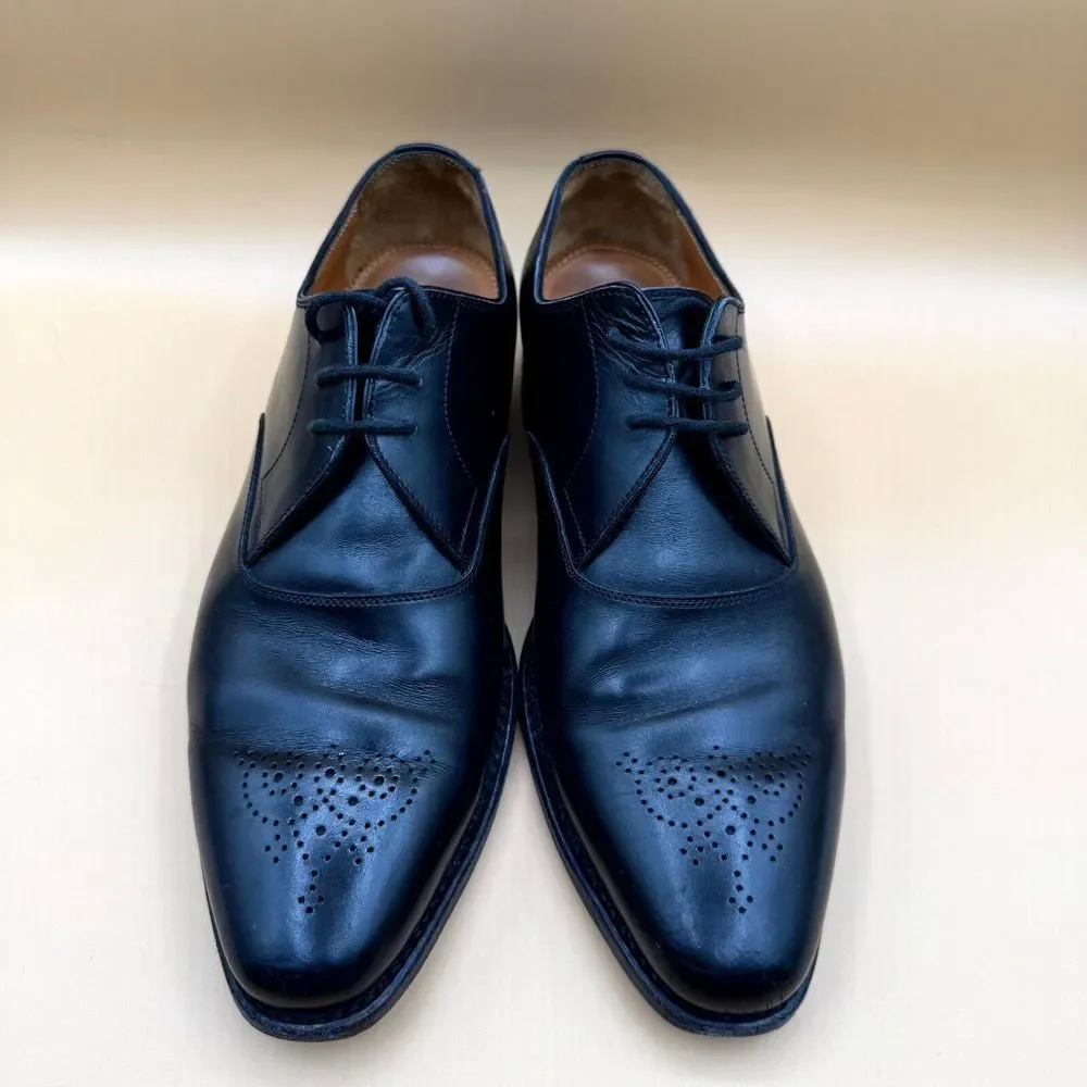 Jalan Sriwijaya Dress Shoes Men's Size 7.5 Black Leather Wingtip Lace-Up‎ Formal